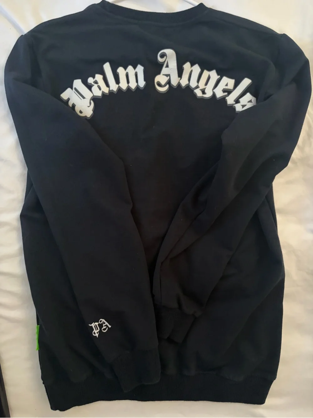 Palm Angels Navy Crewneck with White Logo Embroidery